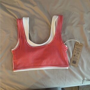 Red and White Houndstooth Crop Top